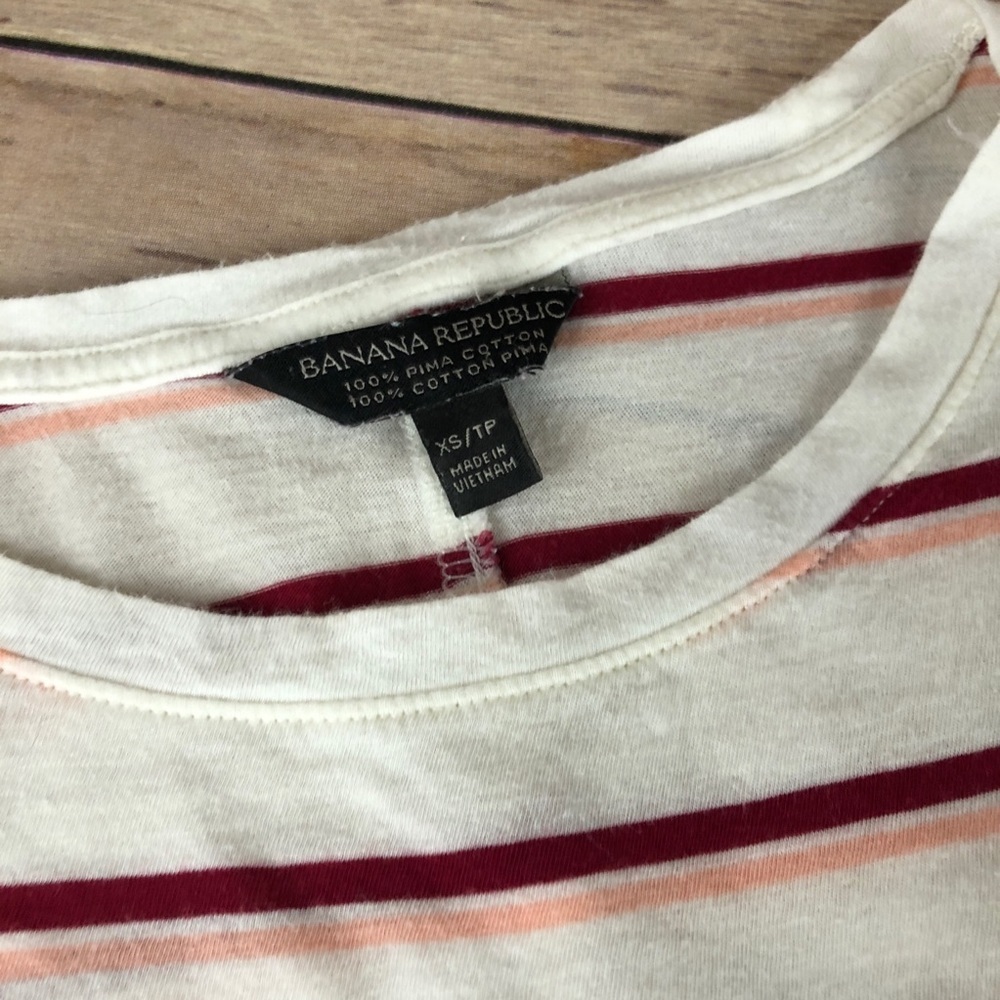 Banana Republic Burgundy & Pink Stripe Tee - Picture 3 of 4